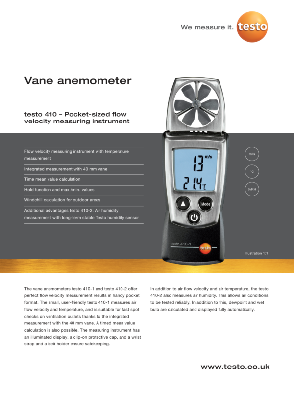 ⁦قياس سرعة الهواء الدقيق Testo 410-2⁩ - الصورة ⁦2⁩